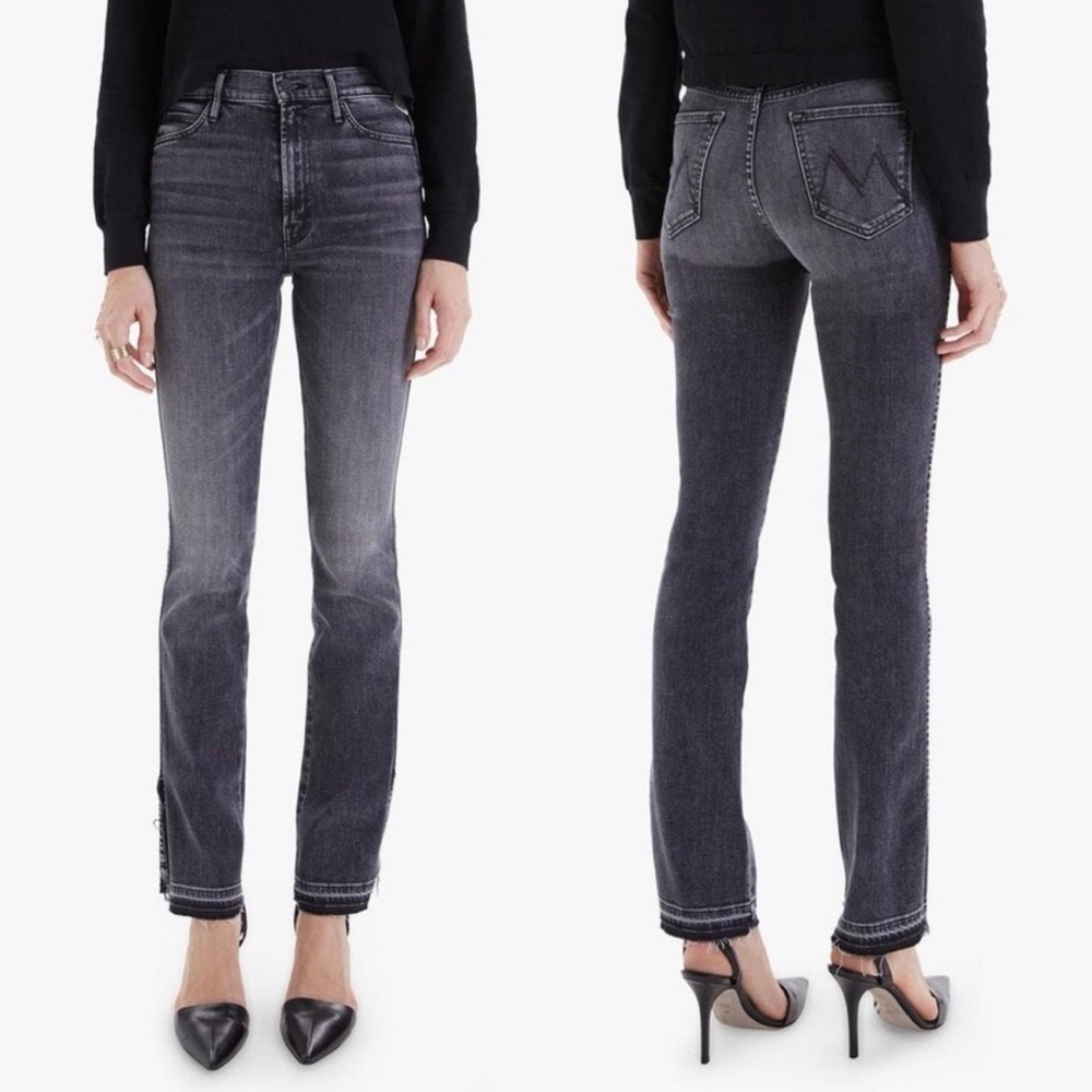 NWT Mother High Waisted Rascal Slice Undone Straight Leg Jeans Friday The 13th - Picture 10 of 11